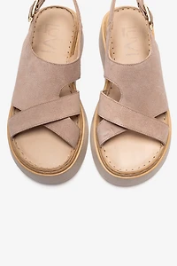 Forever & Always Womens Vien Leather Platform Sandals