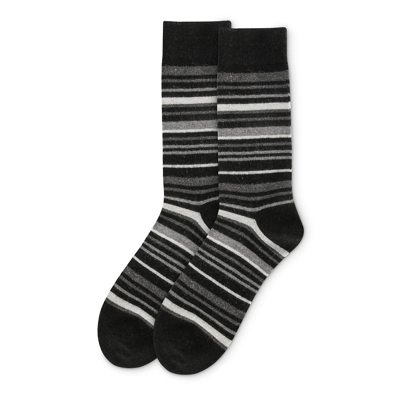 MeMoi Men's Slick Stripes Luxuriously Soft Cashmere Blend Crew Socks