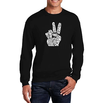 LA Pop Art Peace Fingers - Men's Word Crew Sweatshirt
