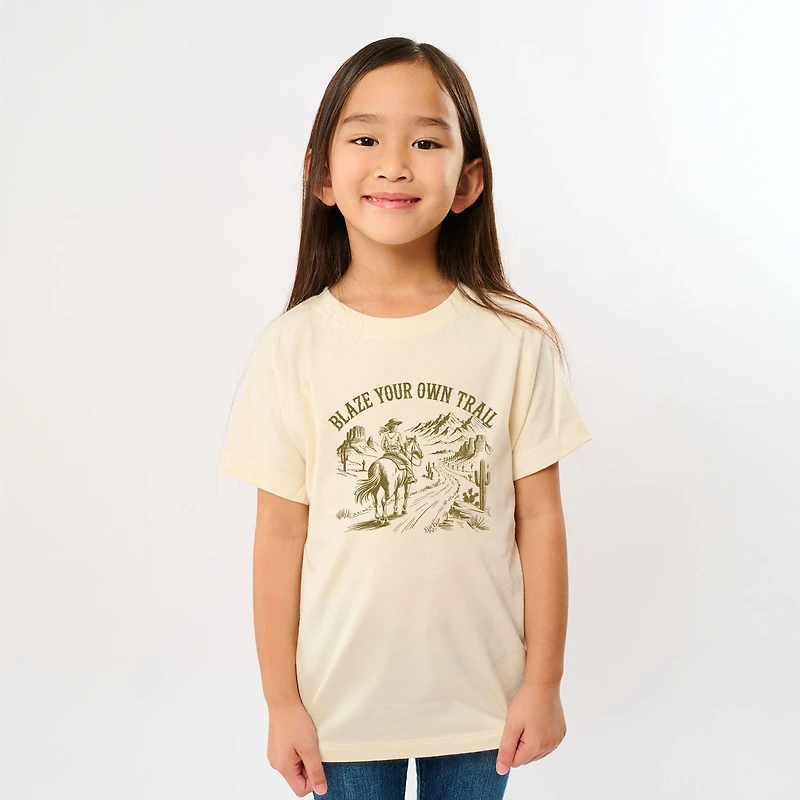 The Juniper Shop - Blaze Your Own Trail Cowgirl Youth Short Sleeve Graphic T-Shirt