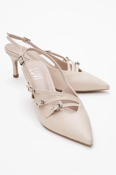 Prologue Shoes Womens Magra Pointed-Toe Slingback Stiletto