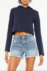 KanCan Women's Essentials High Rise Mom Shorts Janelle