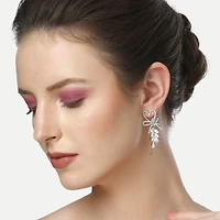 AGP PARIS Womens Diva Heart Shaped Leaf Drop Earrings
