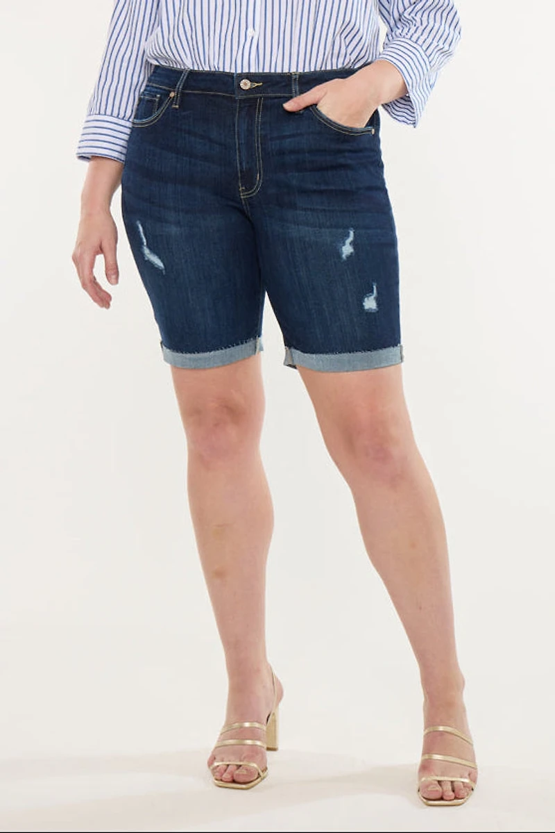 KanCan Women's Plus Mid Rise Bermuda Shorts Shelby