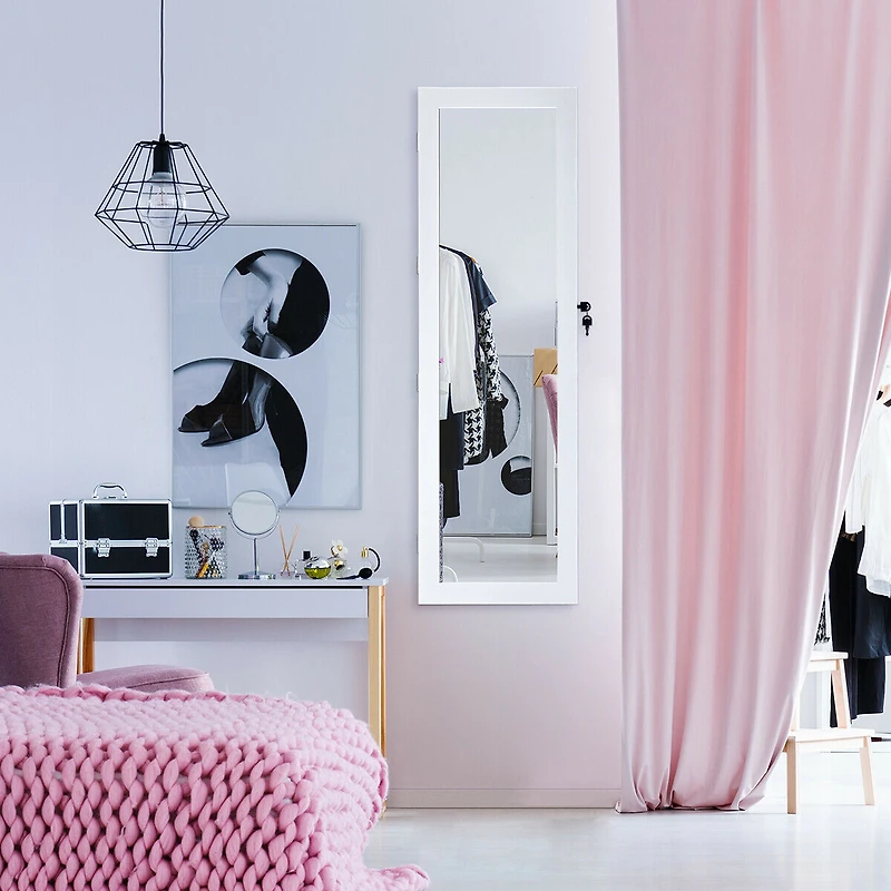 SlickBlue Over Door Jewelry Organizer with Full-Length Mirror