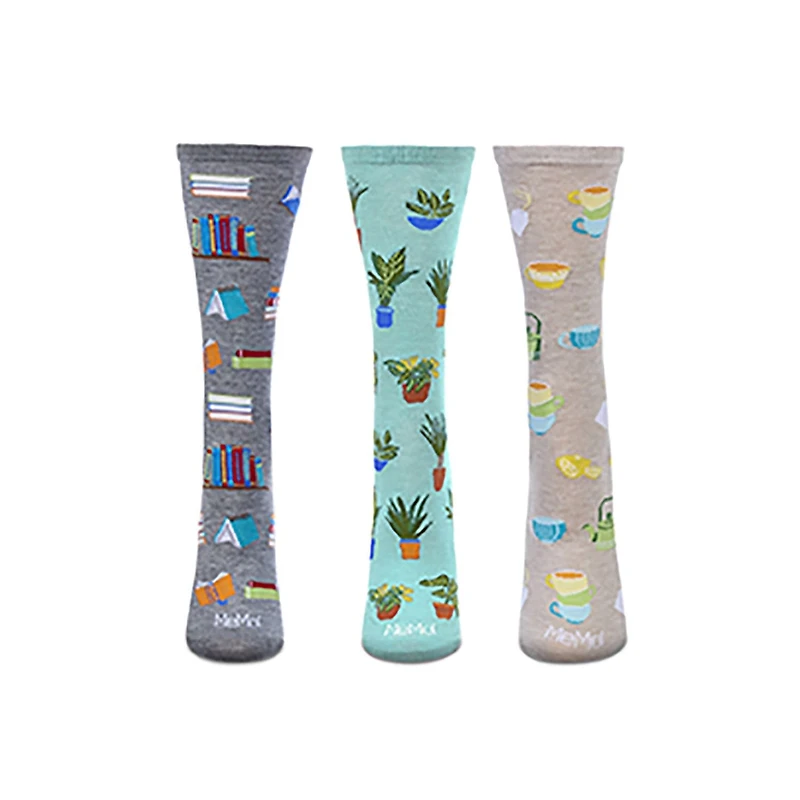 MeMoi Booktrovert 3 Pack Gift Set Crew Socks