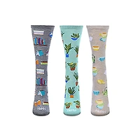 MeMoi Booktrovert 3 Pack Gift Set Crew Socks