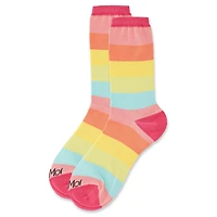 MeMoi Multicolor Stripe Splash Bamboo Blend Crew Socks