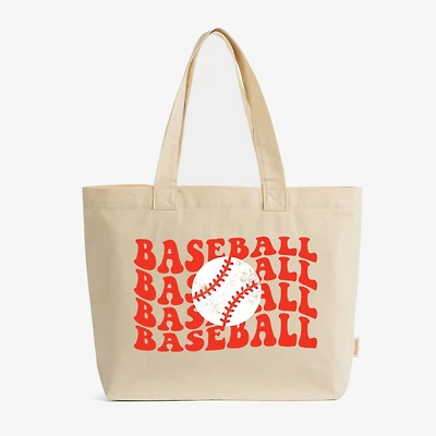 Simply Sage Market - Zippered Canvas Tote - Red Baseball Stacked