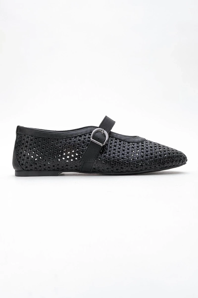 Forever & Always Womens MIRELLA Braided Leather Ballet Flats