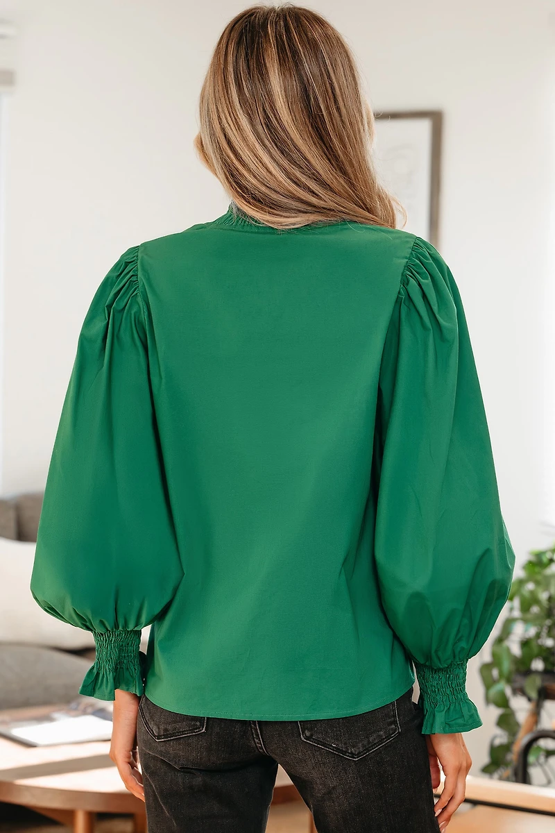 Threaded Pear Women's Everly Flounce Sleeve Trim Blouse