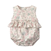 MyKids-USA Baby Girl Floral Print Graphic Ruffle Design Sleeveless bodysuit & Headband