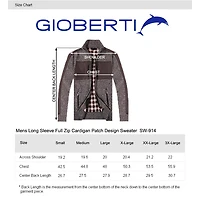 Gioberti Men's Full Zip Cardigan Patch Design Sweater with Flannel Lining