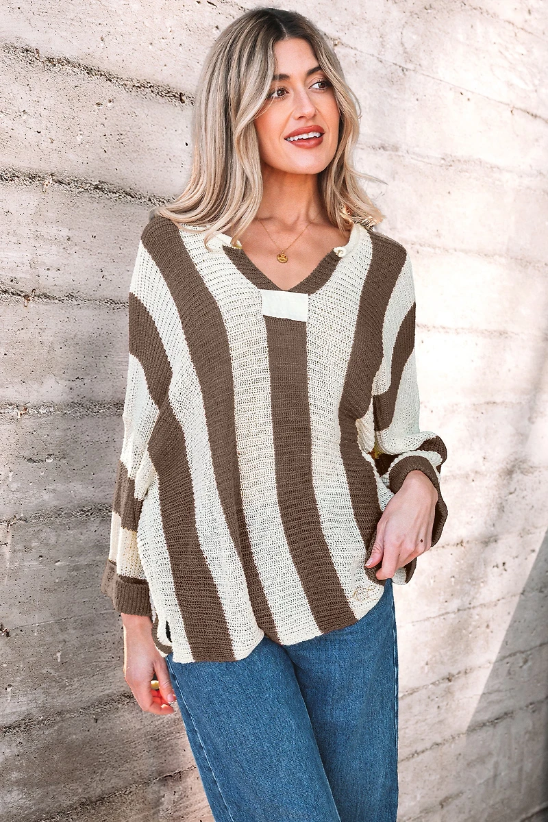 Threaded Pear Women's Holland Colorblock Bracelet Sleeve Sweater