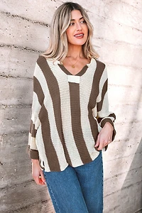 Threaded Pear Women's Holland Colorblock Bracelet Sleeve Sweater