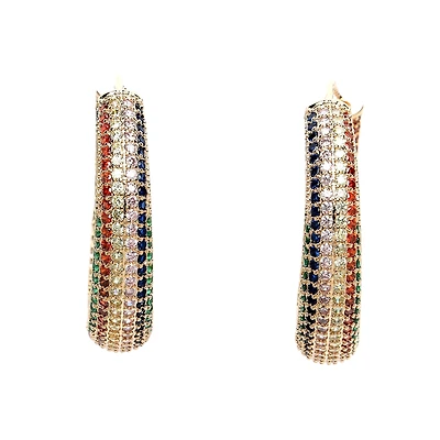 AGP PARIS Womens Diva Collection Cubic Zirconia Chic Hoop Earrings