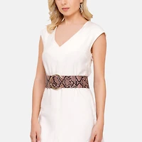 AGP PARIS Pink Snake Print Dual Buckle Women's Belt