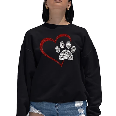 LA Pop Art Paw Heart - Women's Word Crewneck Sweatshirt