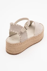 Forever & Always Womens Serez Leather Platform Espadrilles Sandals