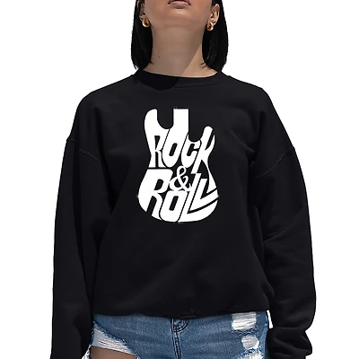 LA Pop Art Rock And Roll Guitar - Women's Word Crewneck Sweatshirt