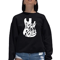 LA Pop Art Rock And Roll Guitar - Women's Word Crewneck Sweatshirt