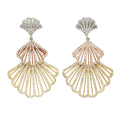 AGP PARIS Womens Diva Shell Shaped Drop Earrings