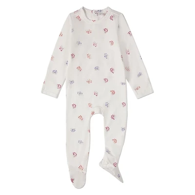 MeMoi Baby and Toddler Girls "Little Arrangements" Floral Print Cotton Rich Footie