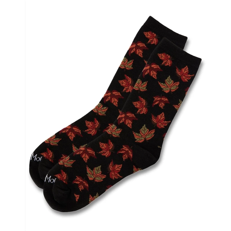 MeMoi Women's Autumn Falling Leaves Bamboo Blend Crew Socks