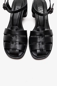 Forever & Always Womens Devora Leather Block Heel Sandal