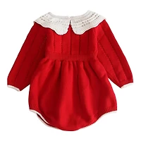 Laurenza's Baby Girls Poinsettia Knit Romper