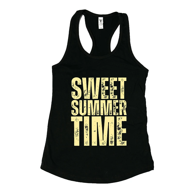 Simply Sage Market - Sweet Summer Time Block Distressed Women's Graphic Racerback Tank Top