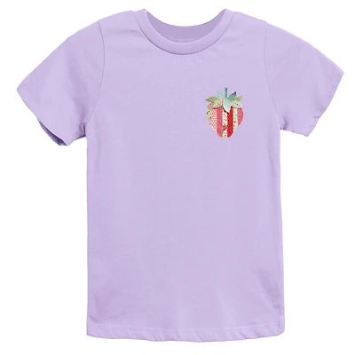 The Juniper Shop - Strawberry Faux Patchwork Youth Short Sleeve Graphic T-Shirt
