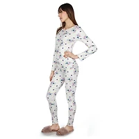 MeMoi Women's Scalloped Edge Floral Two-Piece PJ Set