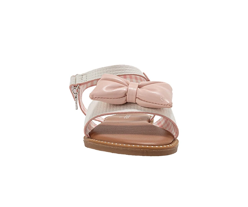 bebe Girl's Fashion Sandals with Puffy Bow and Charm Accent