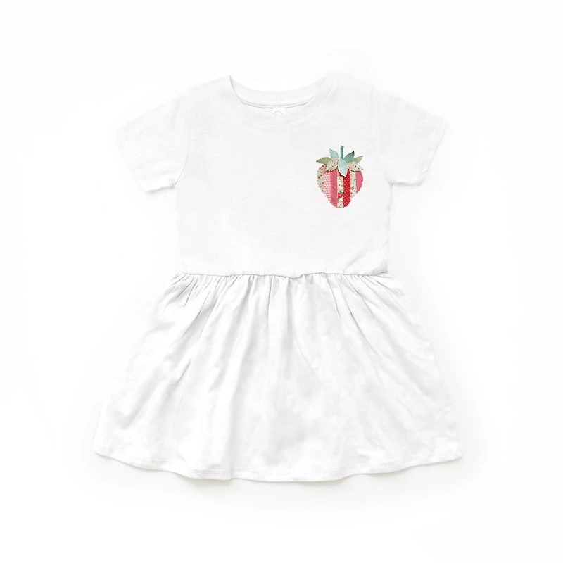 The Juniper Shop - Strawberry Faux Patchwork Toddler Graphic Dress