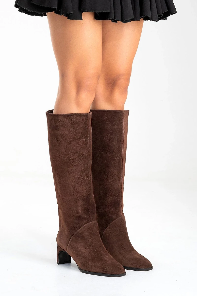 Forever & Always Womens Taly Leather Block Heel Knee High Boots