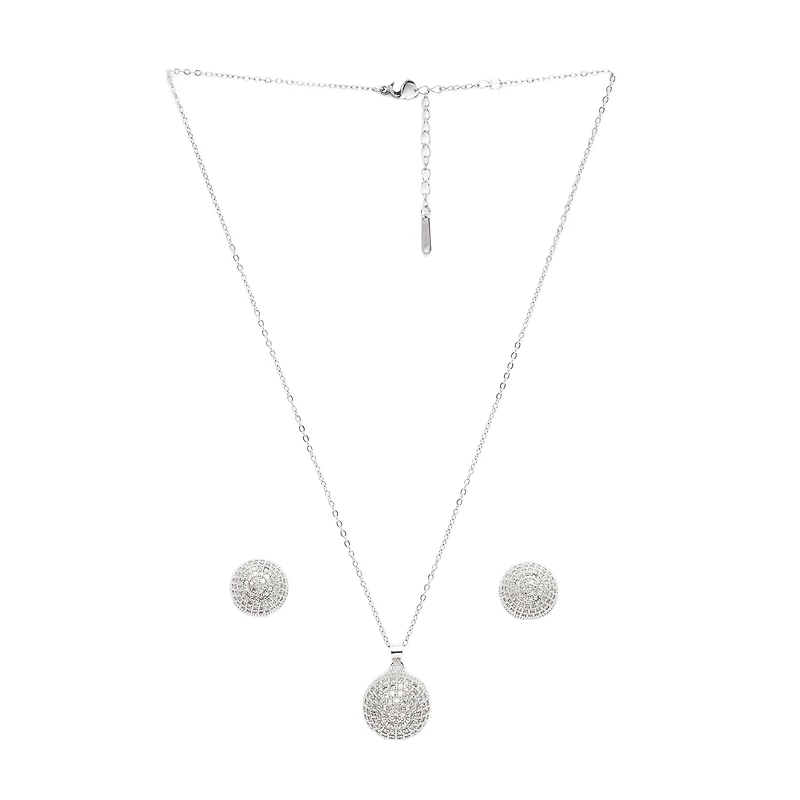 AGP PARIS Sparkling Sphere Stud Womens Necklace and Earrings Set