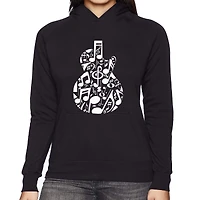 LA Pop Art Music Notes Guitar - Women's Word Hooded Sweatshirt