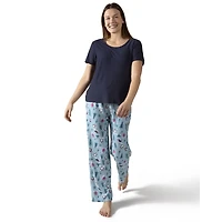 MeMoi Women's Winter Penguin Two Piece Pajama Set a Bag