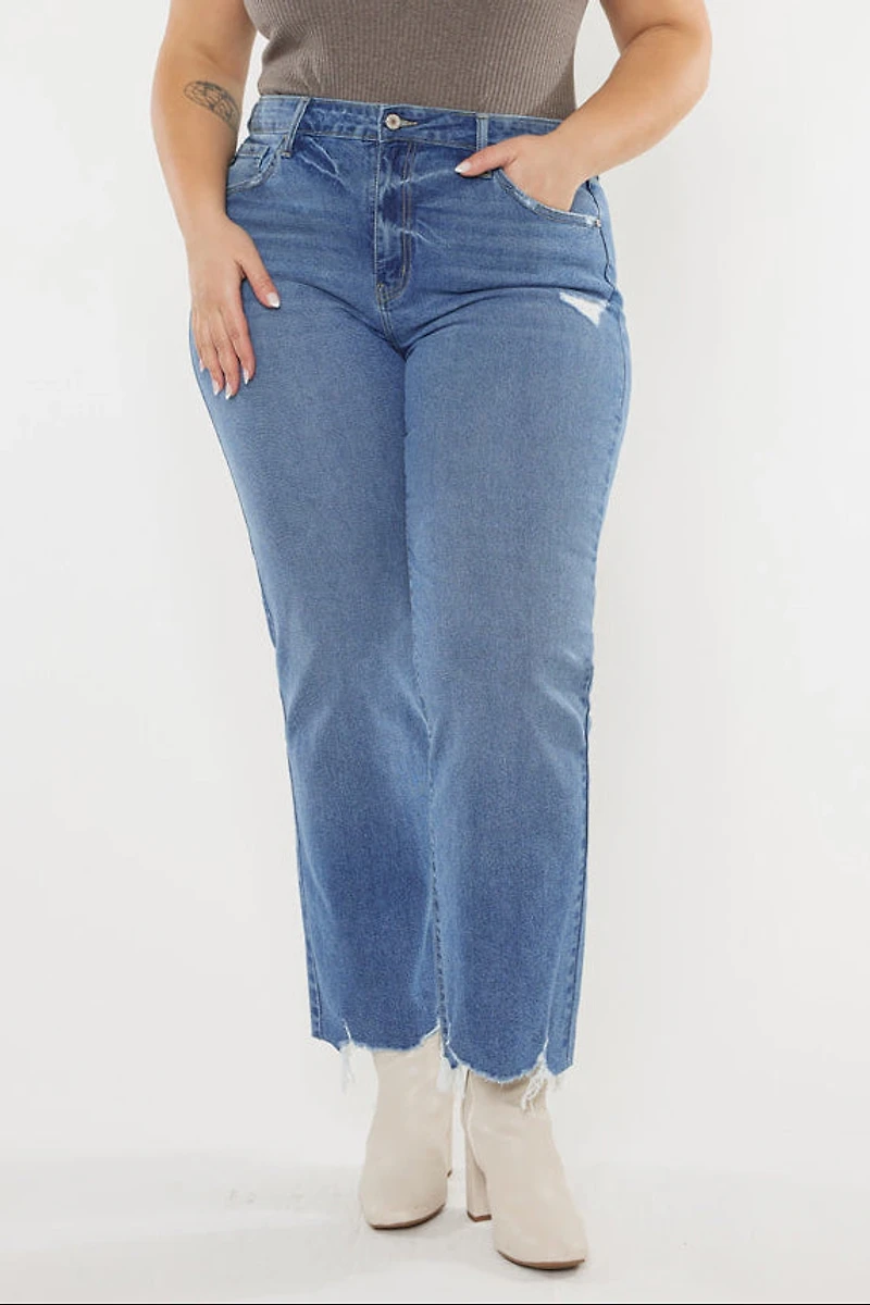 KanCan Women's Plus High Rise Slim Wide Leg Jeans Cassiel