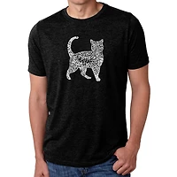 LA Pop Art Men's Cotton/Poly Blend Word T-Shirt - Cat