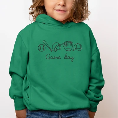 The Juniper Shop - Embroidered Baseball Game Day Icons Toddler Hoodie