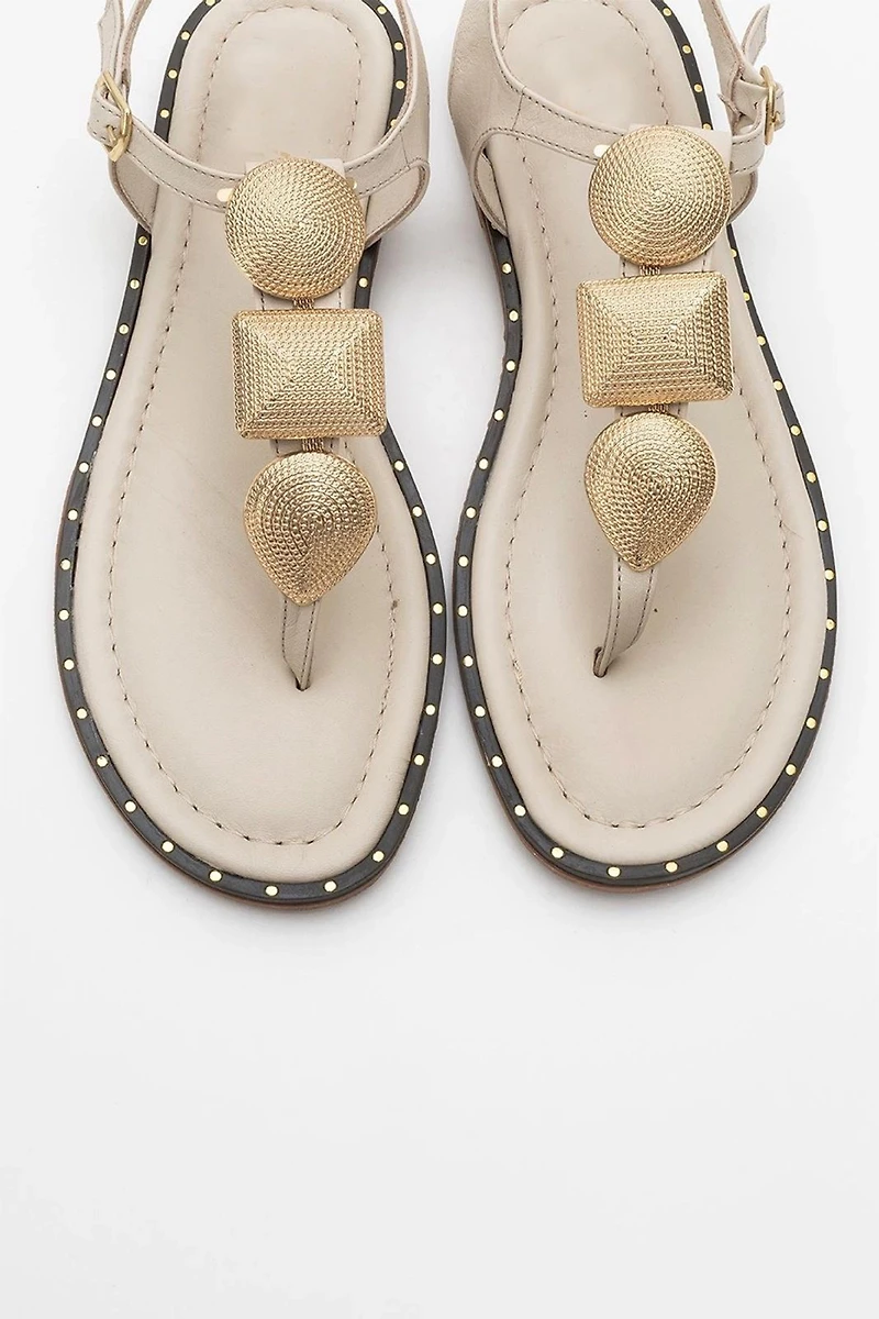 Forever & Always Womens Giulia Leather Flat Sandals