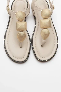 Forever & Always Womens Giulia Leather Flat Sandals