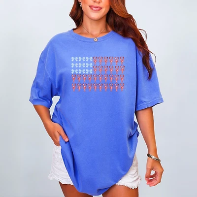 Simply Sage Market - Lobster American Flag Coquette Women's Garment Dyed Graphic T-Shirt
