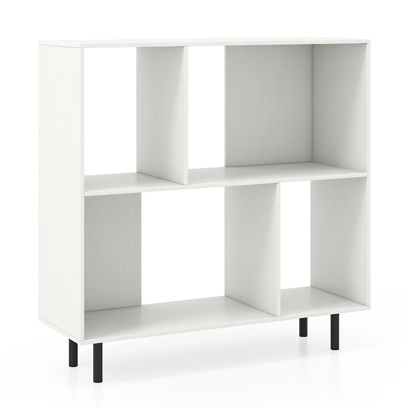 SUGIFT White Open Bookcase with 4 Compartments and Raised Metal Legs 35.5-in W 35.5-in H 110-lb Tabletop