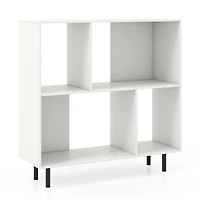 SUGIFT White Open Bookcase with 4 Compartments and Raised Metal Legs 35.5-in W 35.5-in H 110-lb Tabletop