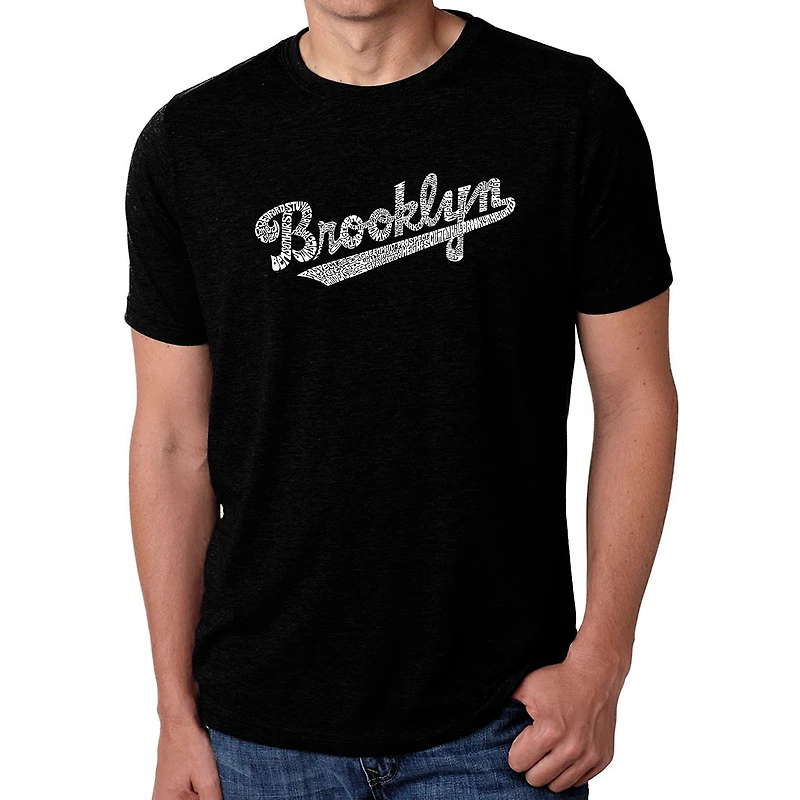 LA Pop Art Men’s Cotton/Poly Word T‑Shirt - Brooklyn Neighborhoods