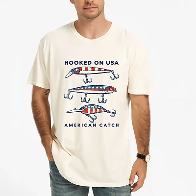 Simply Sage Market - Hooked On USA Men's Garment Dyed Graphic T-Shirt