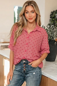 Threaded Pear Women's Charlie Sleeve Loose Valentine Shirt